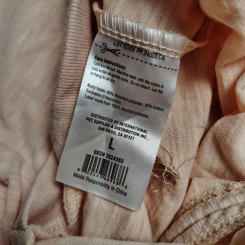Reddy Dog Large Beige Ruched Detail Lightweight Pet T-Shirt - Picture 5 of 6
